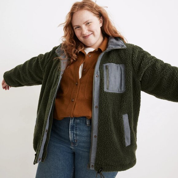 Madwell Plus The Resourced Sherpa Zip Jacket | Forest Green | Size 3X | NWT - Picture 1 of 9